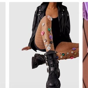 Colorful Floral Fishnet Tights